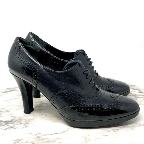 Via Spiga Wingtip Lace Up Leather Oxford 7 Retro Classic Preppy Academia Pinup - Picture 2 of 16
